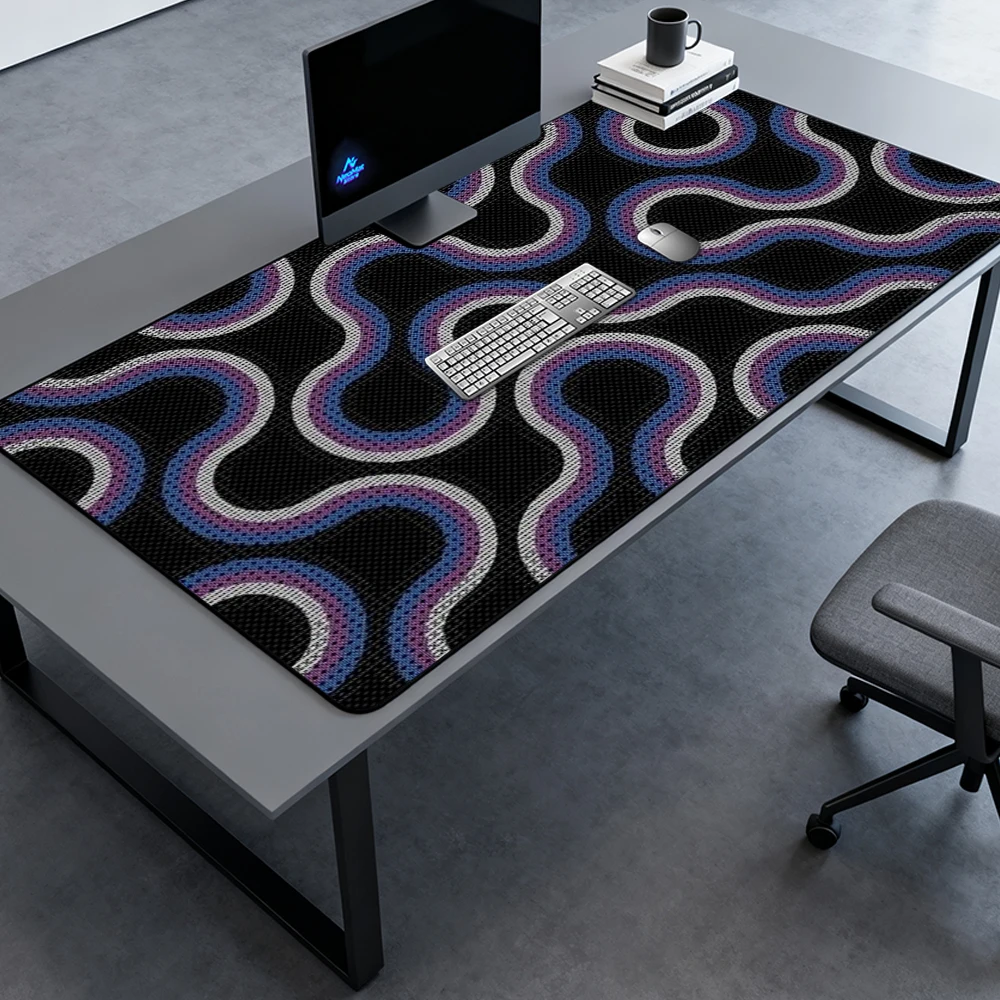 Geometric Desk Pad Large 5mm Mat 1400x600 Purple Giant 1600x600 White Swirl Pattern Gaming Nonslip Gaming Mat Mousemat