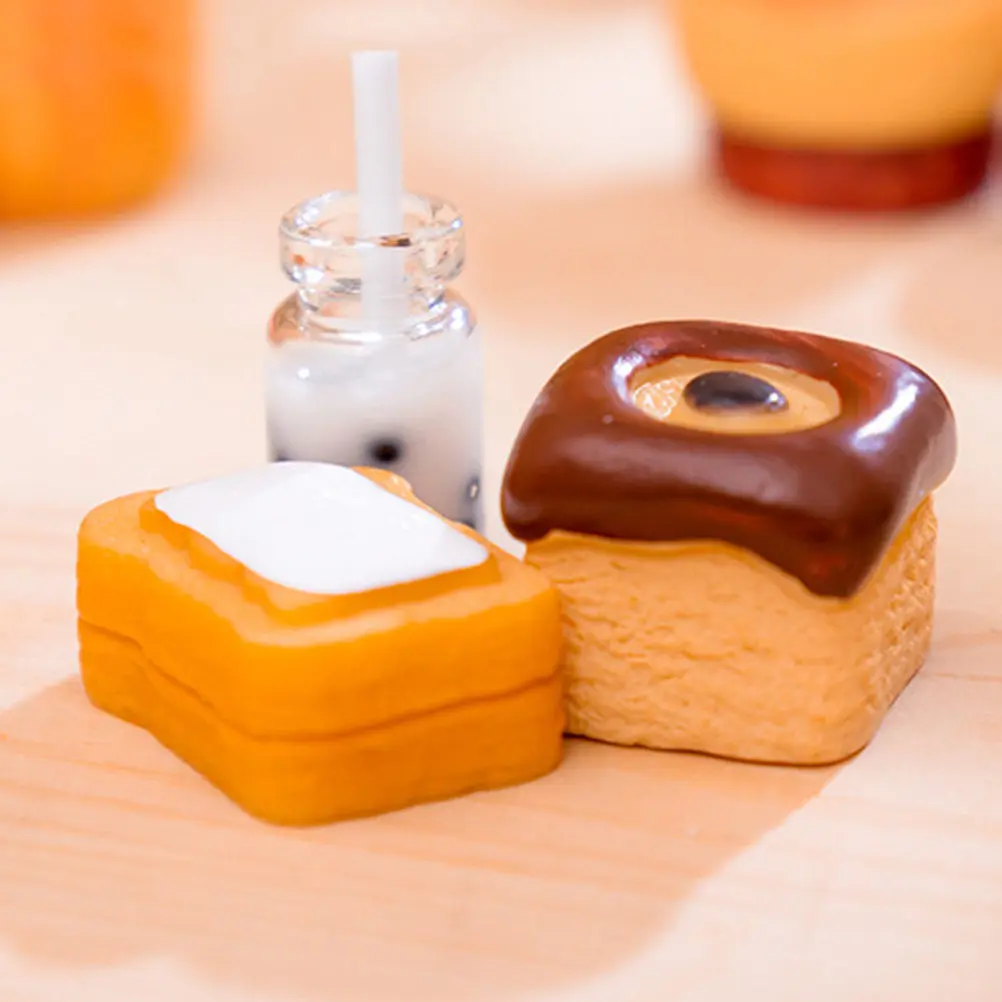 SW33 5pcs Bread Earring Charms Cute Cartoon Fake Food DIY Resin Sweet Flatback Cabochon Jewelry Pendant Homemade Gift