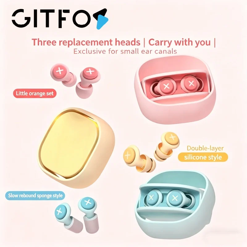 GITFOS Portable Noise-Isolating Earplugs - Dual-Use Silicone Sponge, Soft, Comfortable, and Noise-Canceling for Sleep