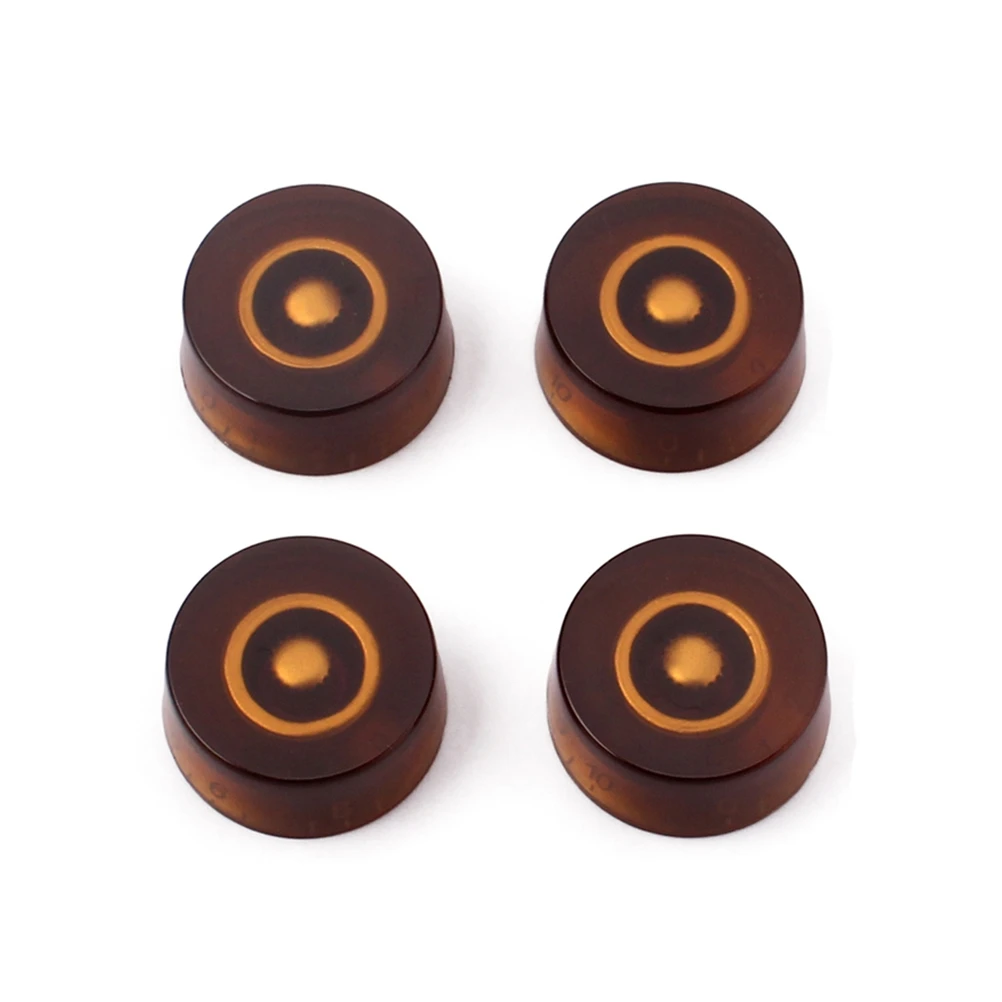

4 PCS/ Comfortable Guitar Knobs Volume and Tone Control Tea Color Electric Durable
