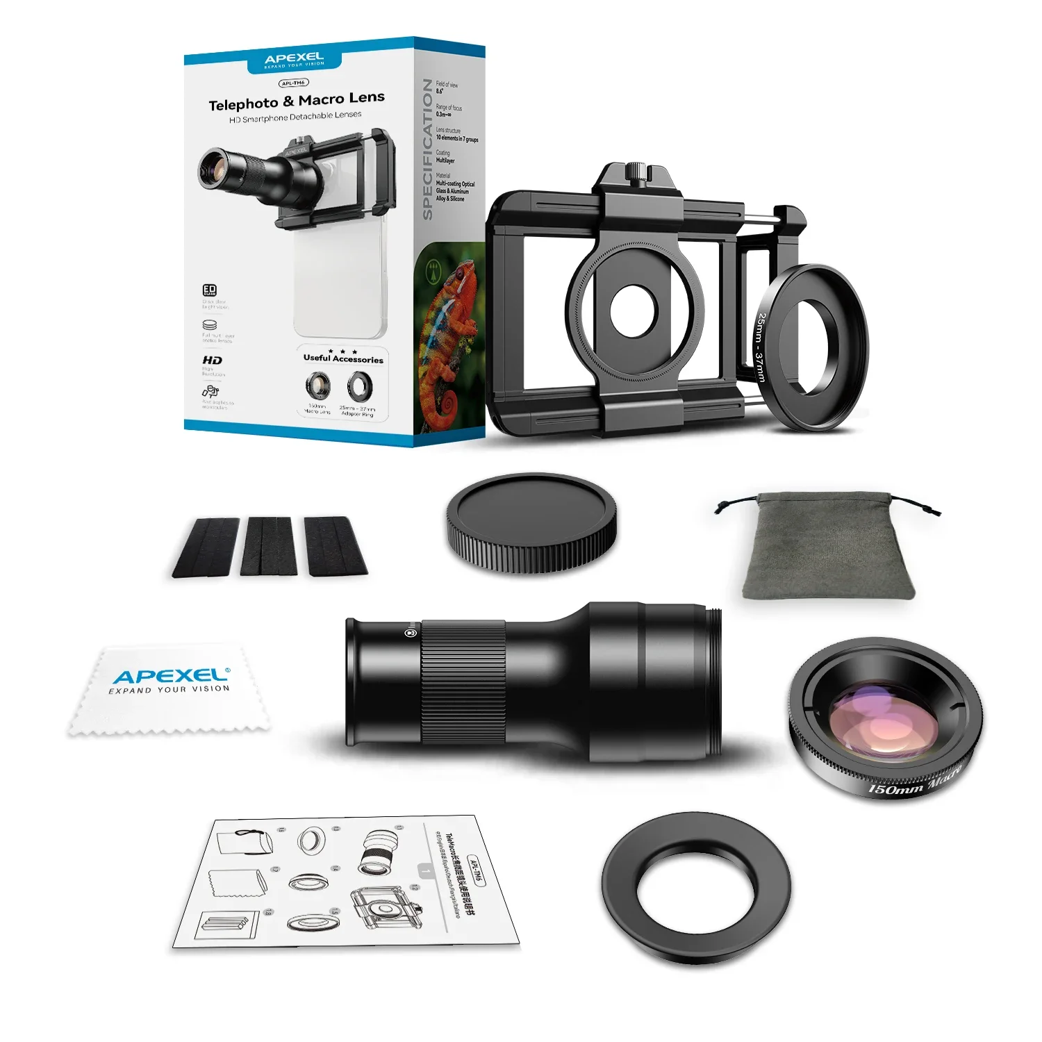 Pop 2in1 Telephoto Macro Lens Observation 6X Telescope Lens For IPhone Other Smartphone Shooting Mobile PhoneLens Accessories