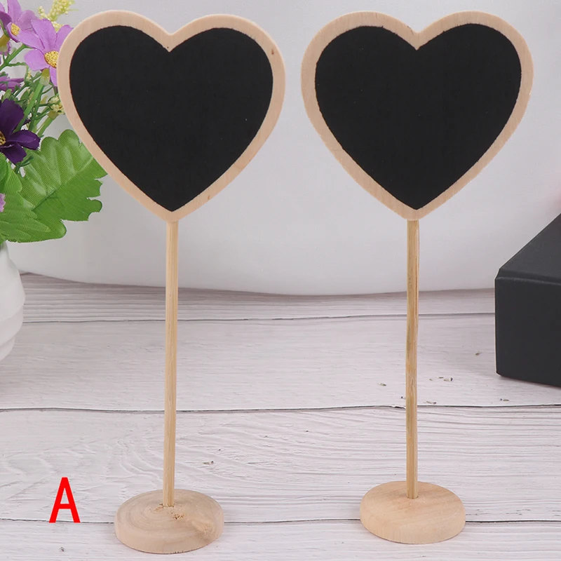 2pcs Mini Small Wooden Chalk Blackboard Wedding Kitchen Restaurant Signs Heart Chalkboard Writing Notice Message Paint Board
