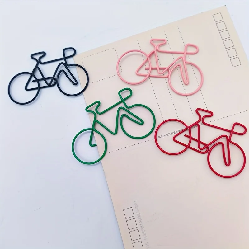 

14 bicycle shaped metal paper clips, suitable for bulletin boards, scrapbooks, desktop decoration, can be used as cycling enthusiasts gifts and bulletin board finishing office supplies