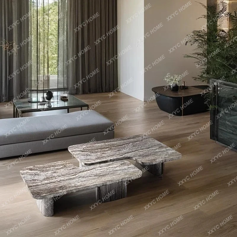

X Natural Marble Coffee Table Living Room Light Luxury High-end Home Creative Splicing Luxury Stone Coffee Table Combination