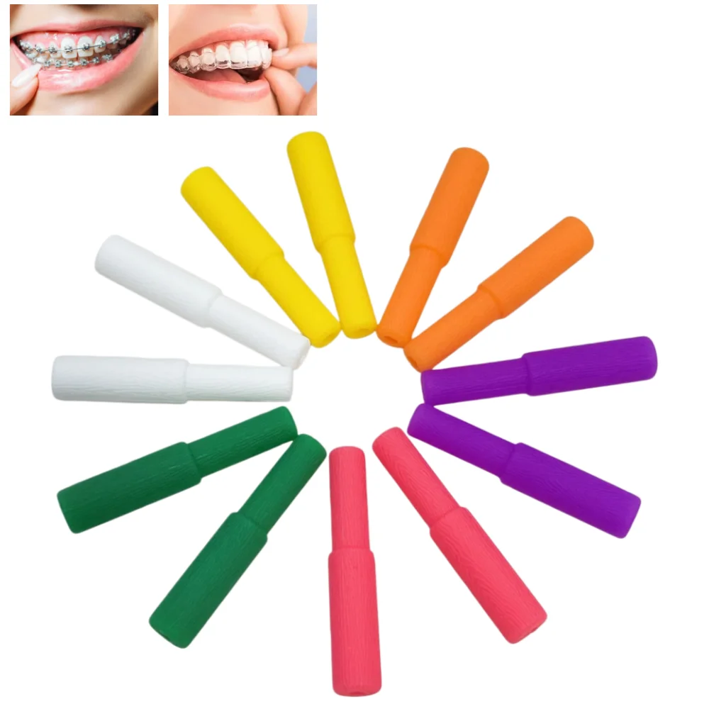 

12 шт. Ортодонтические жевательные палочки-корректоры из полого силикона для брекетов, для коррекции лица, резиновые, инструмент для ухода за зубами
