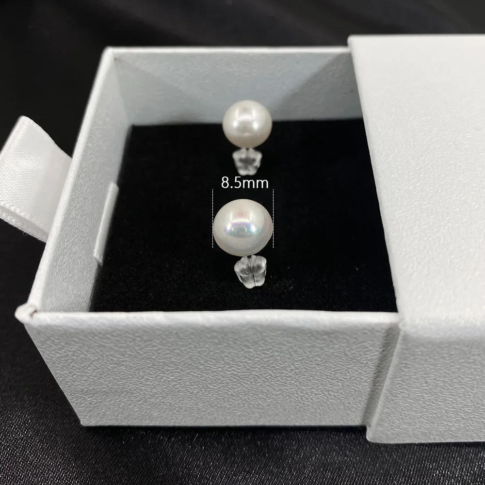 

HOYON Fashion Simple Natural 8.5mm Pearl Earrings s925 Sterling Silver Colorless Women's Earrings Party Jewelry Anniversary Gift