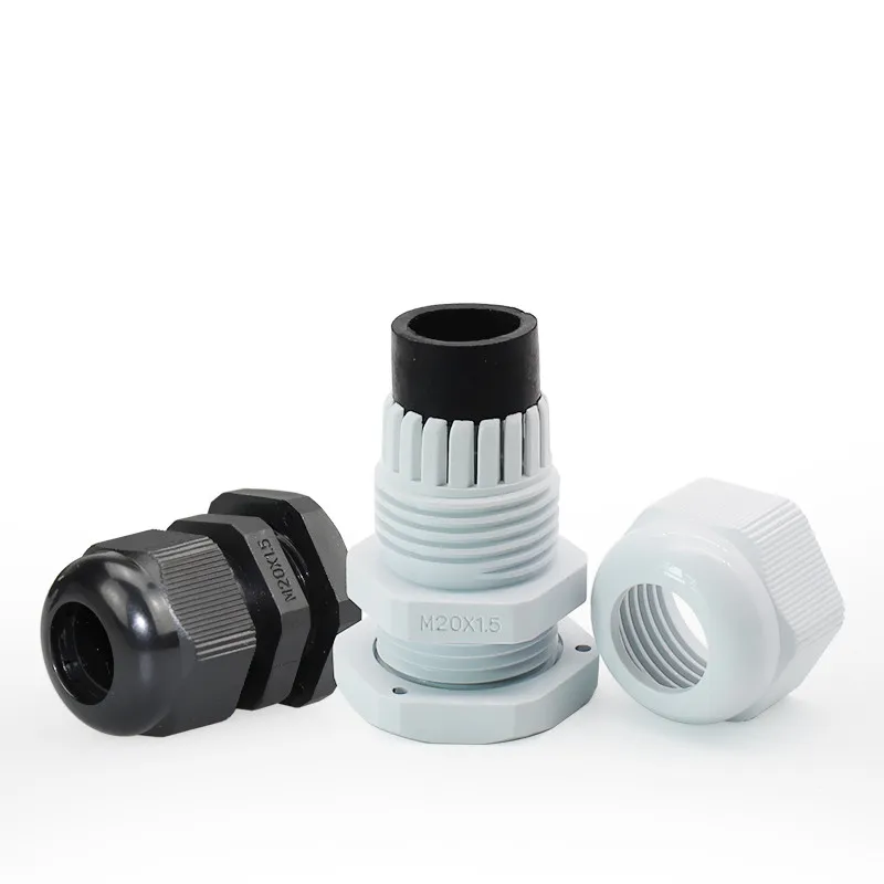 10 Uds M12x1.5 M16/18/20/25/32/36/40x1,5 Color negro conector de prensaestopas de plástico de nailon resistente al agua para Cable de 3-21mm