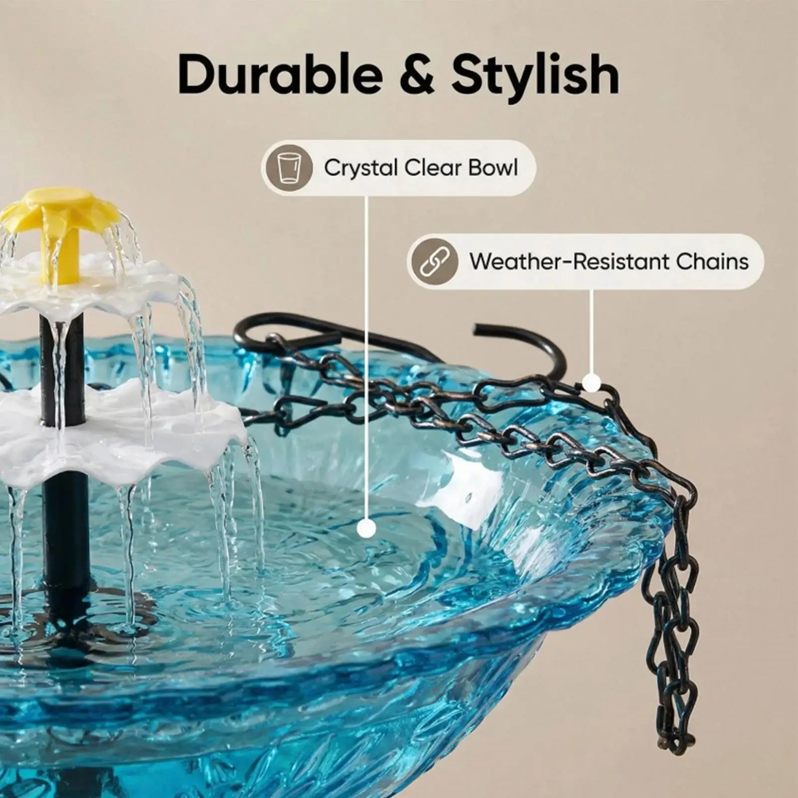 Solar Bird Bath Backyard Decor Solar Powered Bird Bath Fountain for Outdoor Garden Yard Patio Porch Deck Pathway Feeding view 2