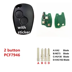 1pcs 433MHz PCF7946 chip Remote Key 2/3 Buttons For Renault Duster Modus Clio 3 Twingo DACIA Logan Sandero Kangoo