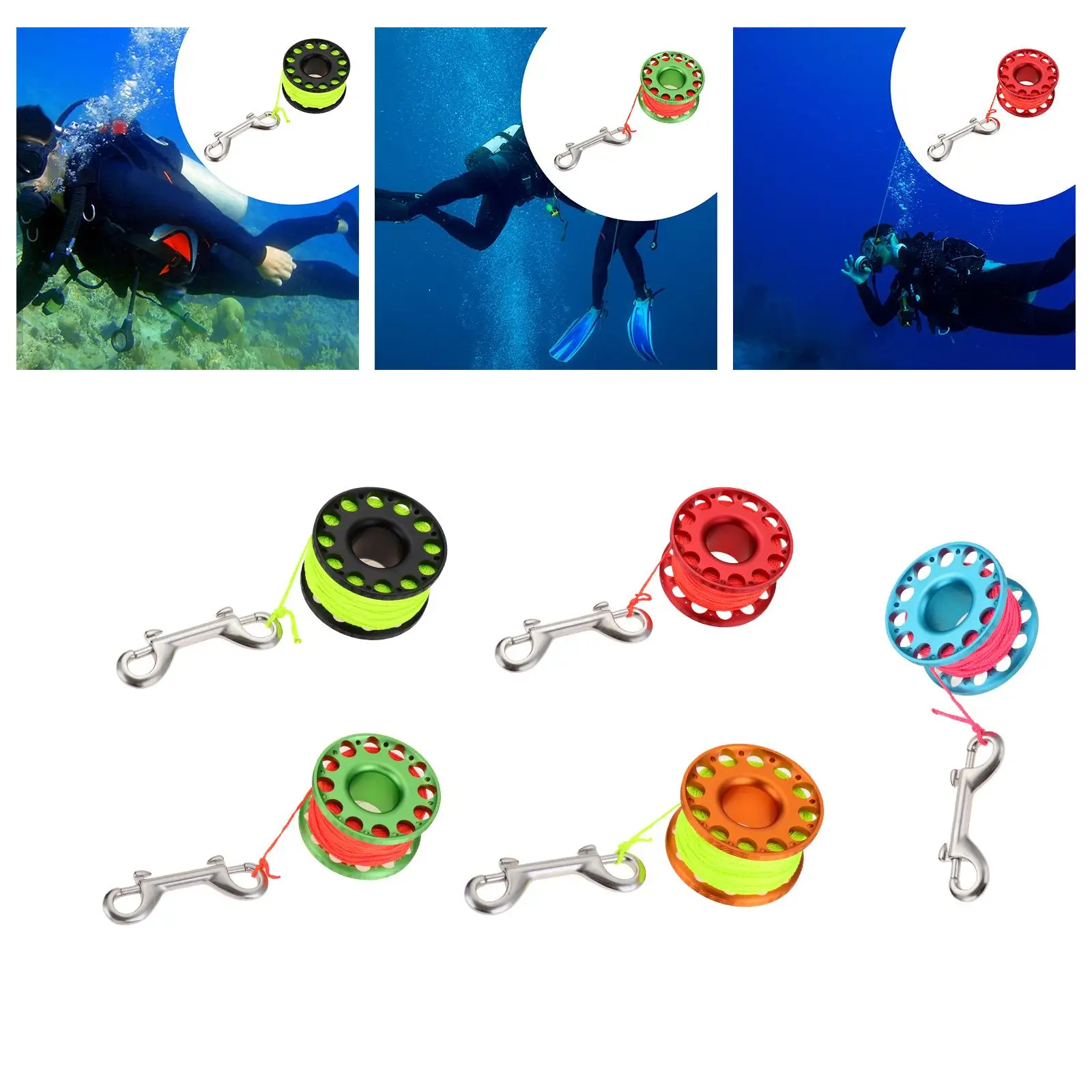 Gulungan selam Scuba, Reel selam Scuba, gulungan pancing Wreck Finger Cave Spool untuk Snorkeling