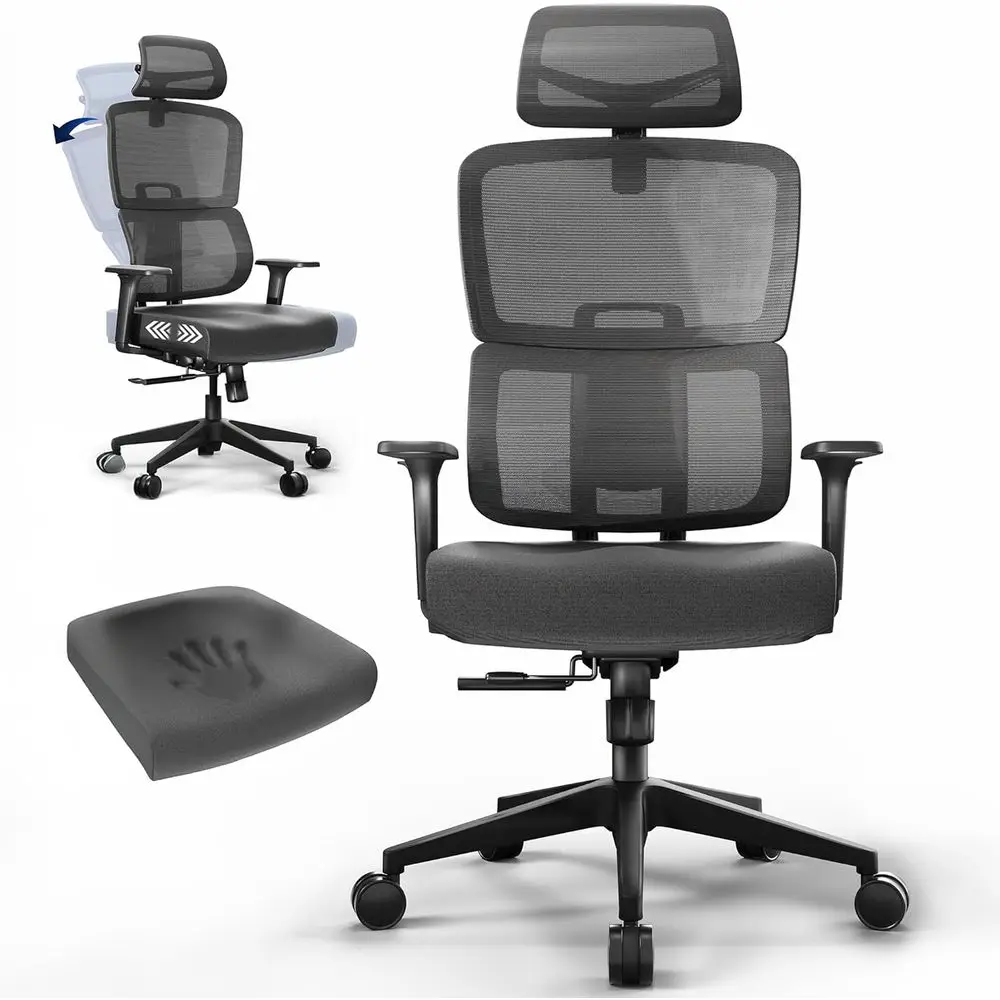 

Ergonomic Adjustable Office Chair with Breathable Mesh, Lumbar Support, Suitable for Home and Office, Supports up to 330 lbs, Bl