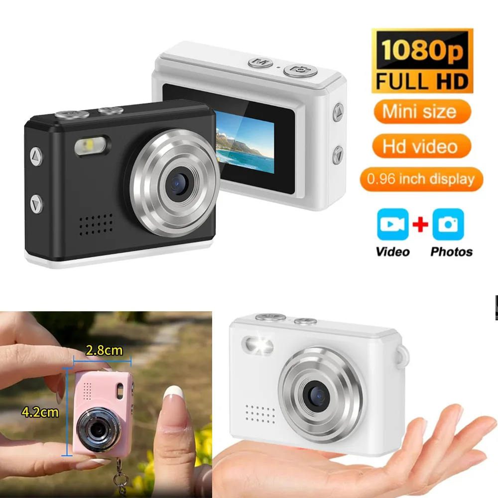 كاميرا أطفال 64 جيجابايت 1080 بكسل مع سلسلة مفاتيح فقط 0.96 بوصة كاميرا رقمية صغيرة جدًا 30 إطارًا في الثانية كاميرا فيديو للطلاب مع ضوء فلاش