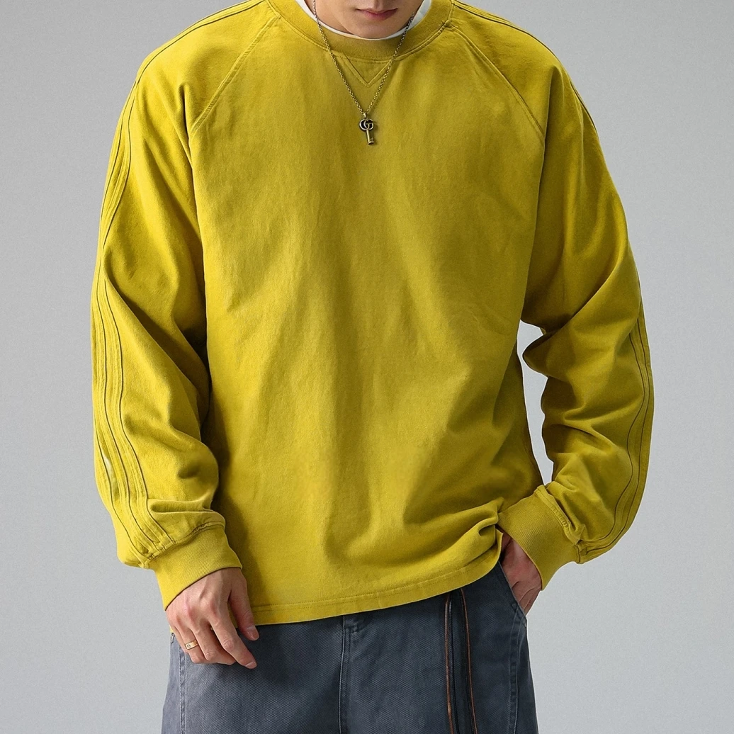 Mens Long Sleeve T-Shirt Solid Color Cotton Loose Fit Casual Basic Unisex Streetwear Comfort Spring Autumn Essential Top Male