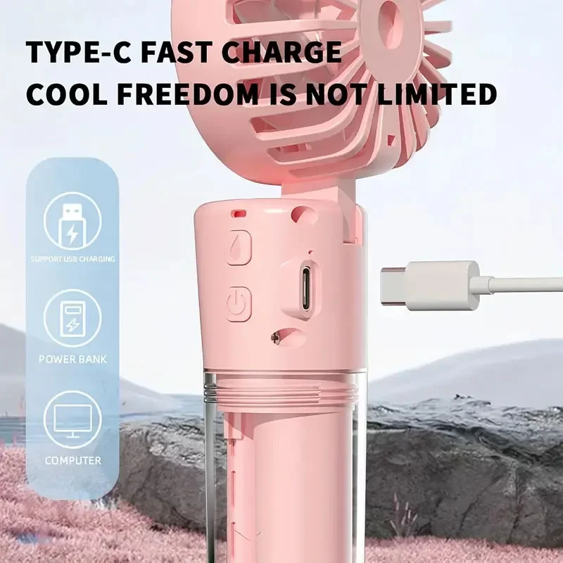 Summer Spray Mist Fan Mini Water Fan F2 Portable Handheld Rechargeable Outdoor Small Fan for Student Dormitory Cooling Tools