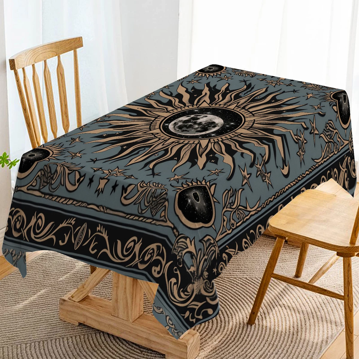 Sun and Moon Blues Table Runner Dresser Decor for Kitchen Holiday Party Table Runner Home Dining Room Kitchen Table Decoration