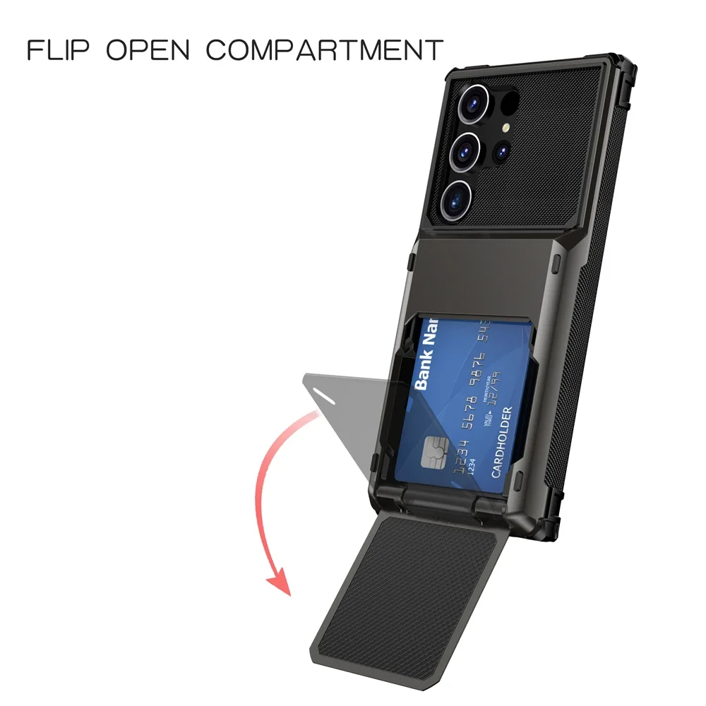 Wallet 5-Card Slot Credit Case For Samsung Galaxy S24 Ultra S23 S22 S21 Plus S20 FE Card Holder Cover For Galaxy Note 8 9 10 20