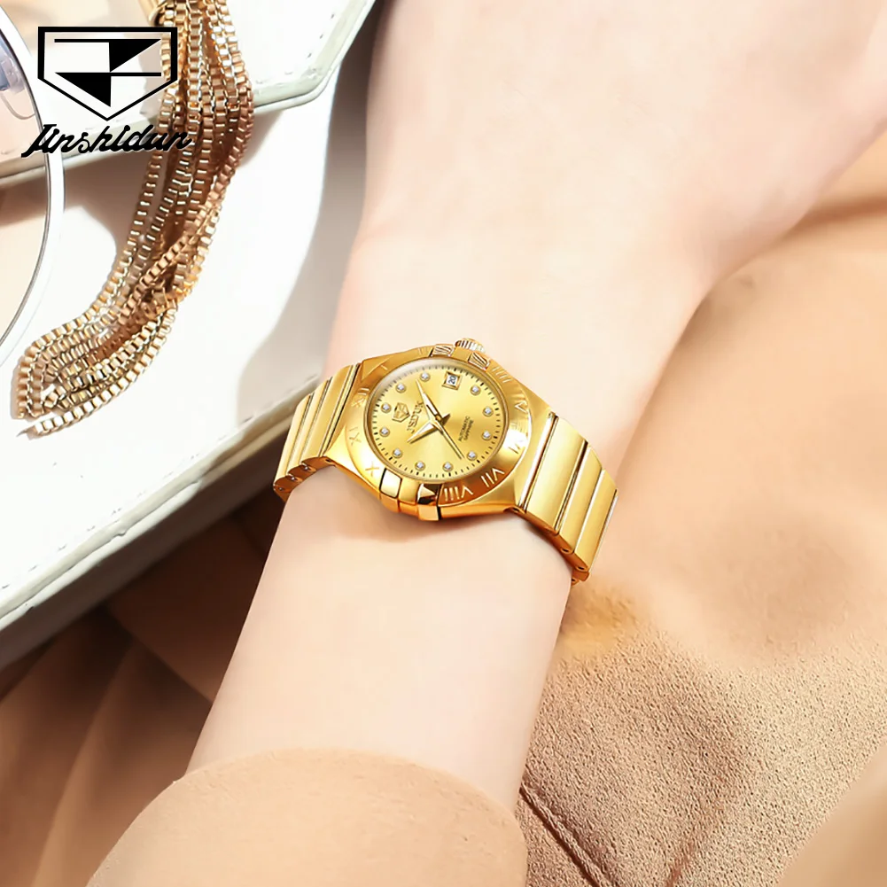 JSDUN Luxury Women Casual Automatic Mechanical Watch Waterproof Stainless Steel Lady Wrist Watch Fashion Elegant Watch for Women