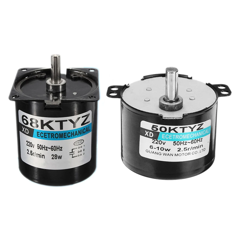 2025 New 2 Pcs Permanent Magnet Synchronous Motor:1 Pcs 50Ktyz Ac220v 10W 0.5A 2.5R/ Min Ac Gear Reduction Motor Cw / Ccw & 1 Pc