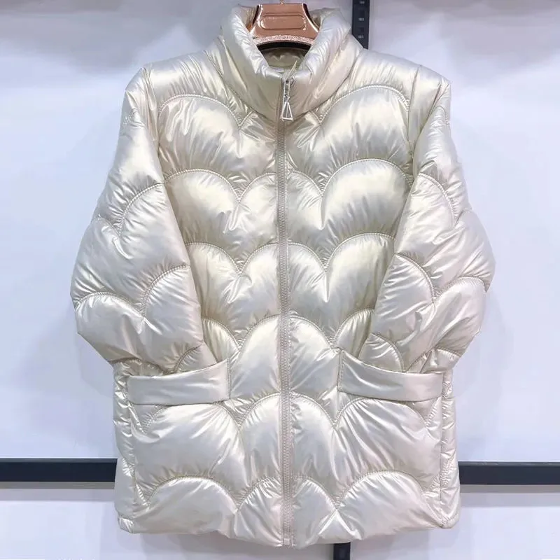 Glossy Bread Clothes Down Cotton Coat Female New Overcoat Wild Stand Collar Cotton Clothes Loose Winter Padded Jacket