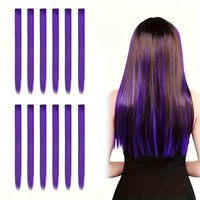 12 Pcs Colored Hair Extensions: Straight Hairpiece, Multi-Color Party Highlights, Clip-in Synthetic Hair Extensions for Women