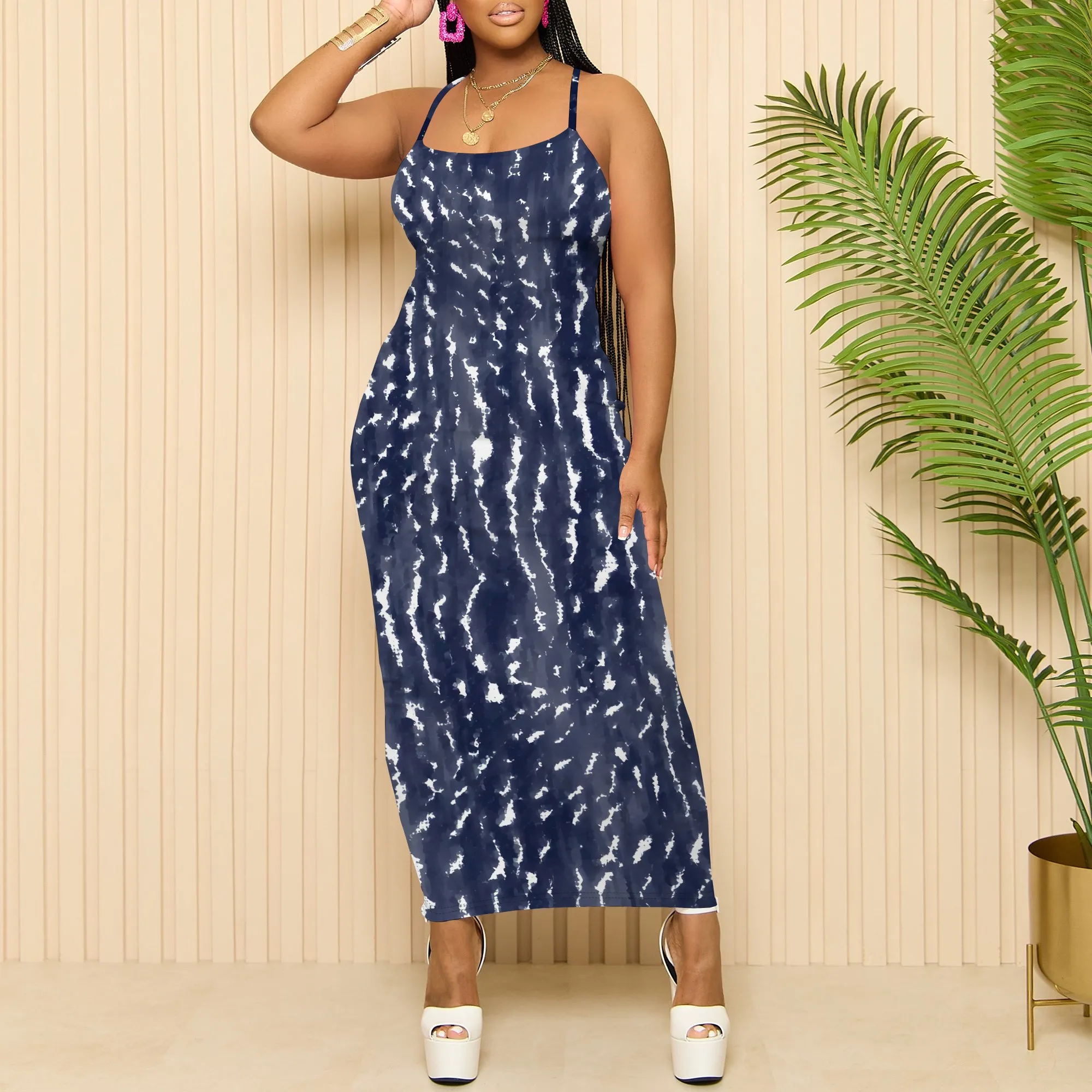 

Nupusa Women's Spaghetti Strap Maxi Dress Tie Dye Print for Casual Summer