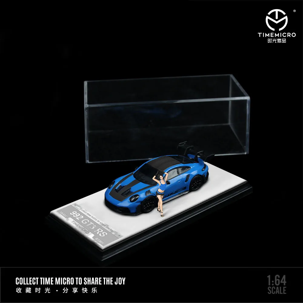 TIME MICRO 992 GT3 RS Blue Painting Simulation Alloy Car Model for Collection & Display & Gift