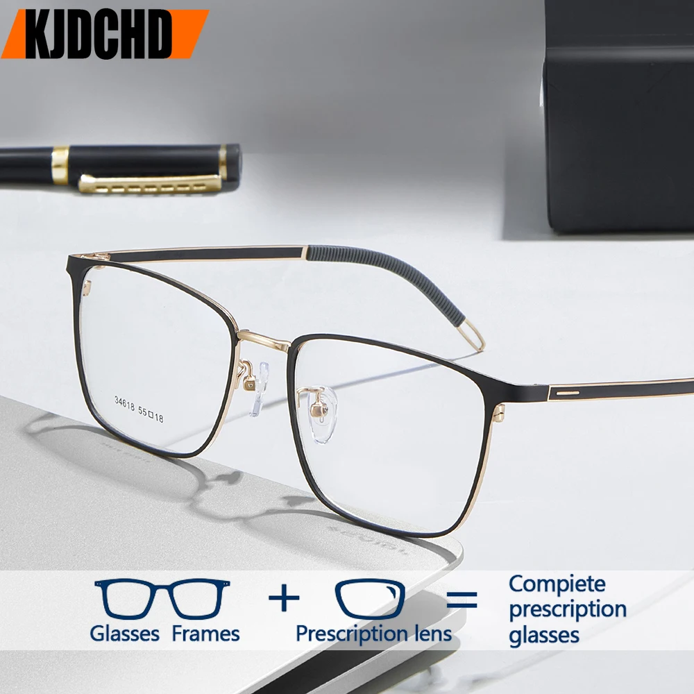 

KJDCHD Ultra Light Men Business Reading Glasses Anti Blue Light Myopia Prescription Glasses Elastic Legs Optical Eyeglass Frame