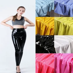Four-sided Elastic Glossy Faux Leather Fabric By The Meter for Clothing Pants Skirts Diy Sewing Soft PU Waterproof Thickened Red