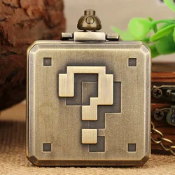 Bronze/Grey Black Classic Question Mark Pattern Display Quartz Pocket Watch Retro Fob Chain Steampunk Cool Student Pendant Clock