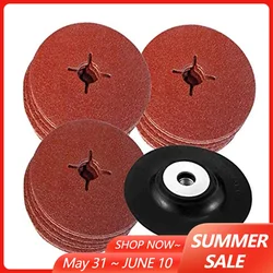 30/50PCS 115mm Angle Grinder Cross Hole Steel Paper Sandpaper Grinding Disc Polishing Grinding Sheet 24#36#40#60#80#120#