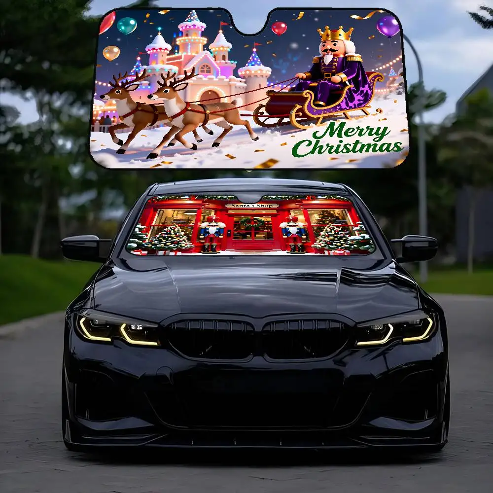 

Dewprint Christmas Decorations Nutcracker Car Sunshade Window Sunshade Sunblock Front Windshield Hood Front Baffle Sunshade