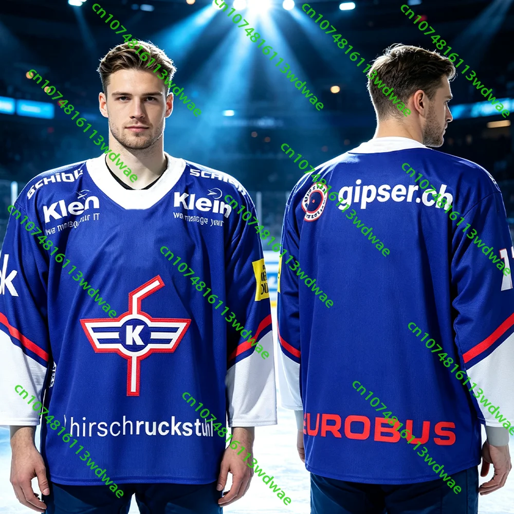 26/27 Switzerland Hockey Competition EHC Kloten Ice Hockey Jersey Long Sleeves Men's Adult 3D Print Sport Breathe Cycling shirt