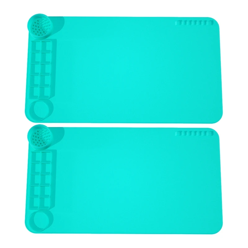2-Pack Of Silicone Graffiti Painting Pads Clear Tracing Coloring Book Craft Pad Art Pad Color Palette Durable (Green)