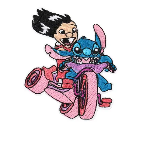 카툰 카와이 애니메이션 릴로 & 스티치 아이언 패치 의류 티셔츠 가방 쇼스 스티치 라이드 오토바이 패치, 의류 스티커