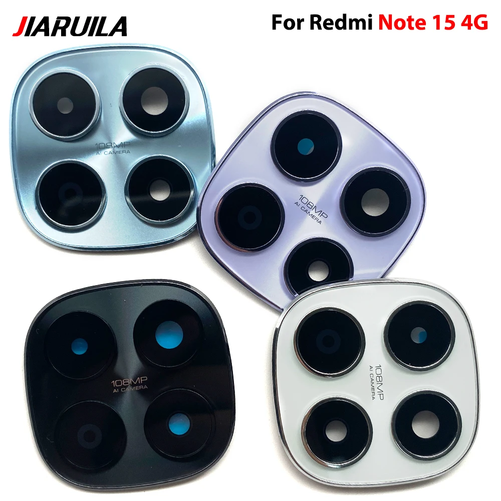 1Piece，NEW Back Camera Glass Lens Cover with Frame Holder Replacement Part For Xiaomi Redmi Note 14 Pro 4G 5G Note 15 4G image 4