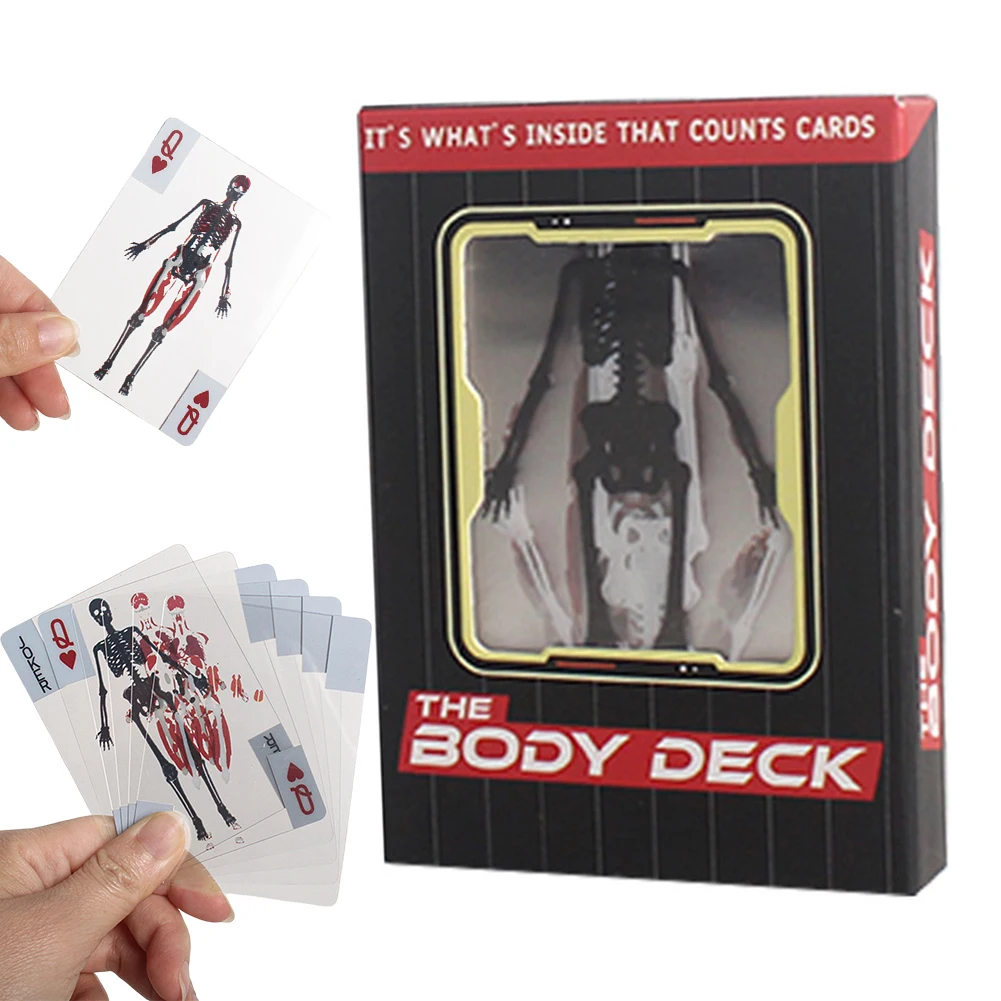 

3D Image Educational Cards Reusable Funny Anatomy Poker Multi-Purpose Body Transparent Playing Cards for Card Collectors