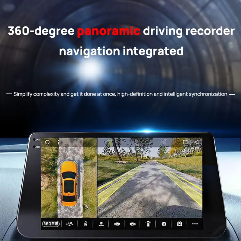 360 Degree HD Dash Cam With No Blind Spot Reversing Image System Android Large Screen 3D Navigation All In One Device