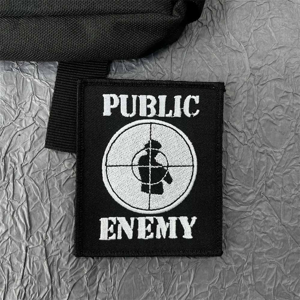 Public Enemy Embroidery on Clothes Target Shooting Stickers Tactical Equipment Military Patch Hook and Loop Patches Backpack