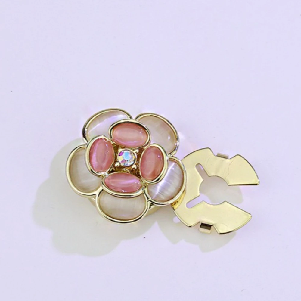 1PCS High End Cat's Eye Stone Camellia Shirt Buttons Tortoise Shape Collar Cuffs Sets Elegant Women's Apparel Wholesale