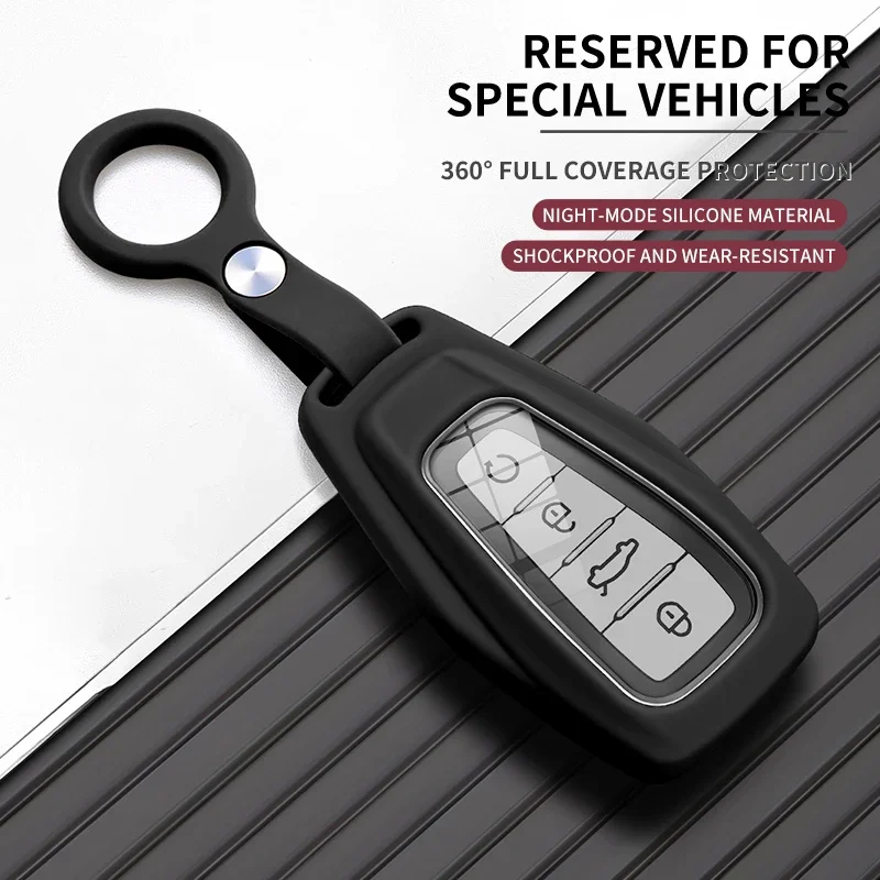 For Geely Coolray Azkarra Monjaro Tugella Atlas Okavango Car Key Case Cover Liquid Silicone Remote Fob Protector Shell