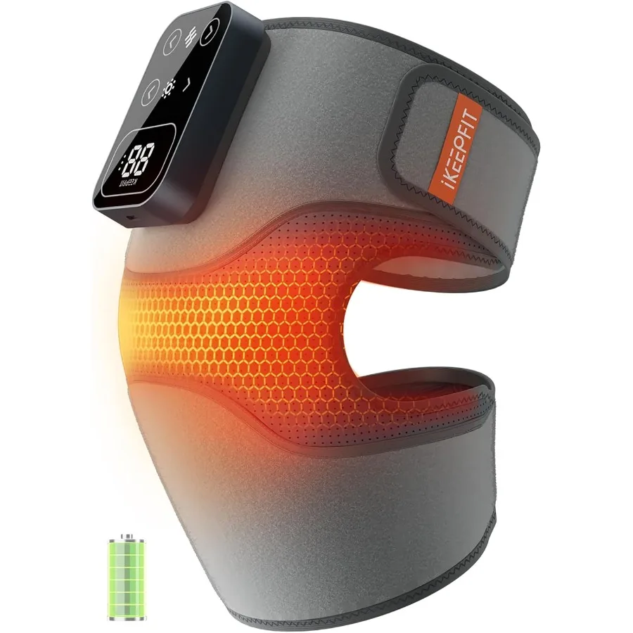 

Cordless Knee Massager with Heat Vibration for Pain Relief in Daily Use and Sports Recovery Electric Heated Knee Brace with 5 A