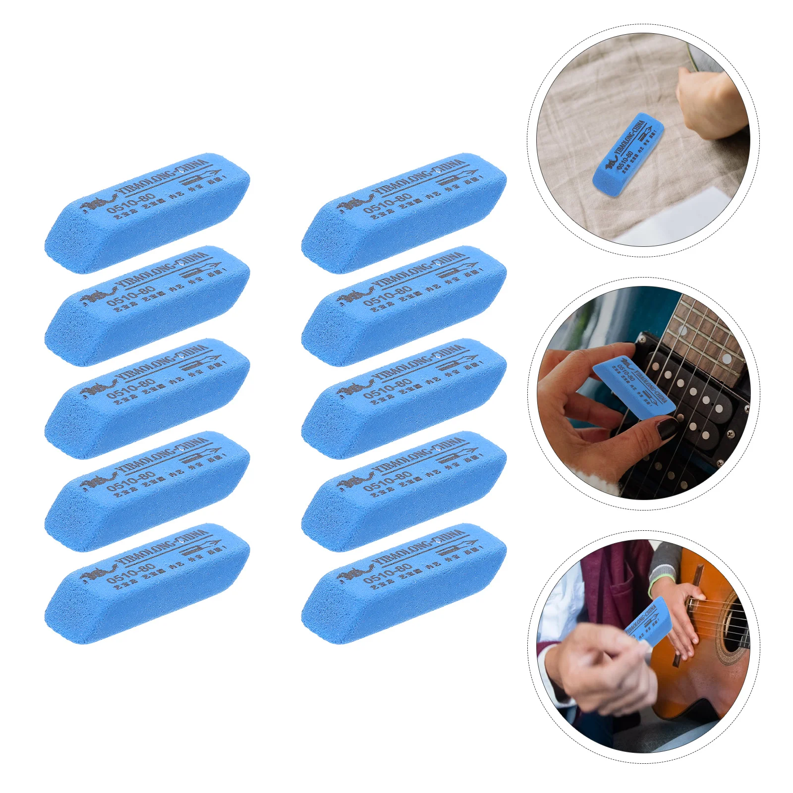 10 Pcs String Fret Derusting Guitar Frets Polishing Erasers for Computer Motherboard Household Practical Cleaners Removal