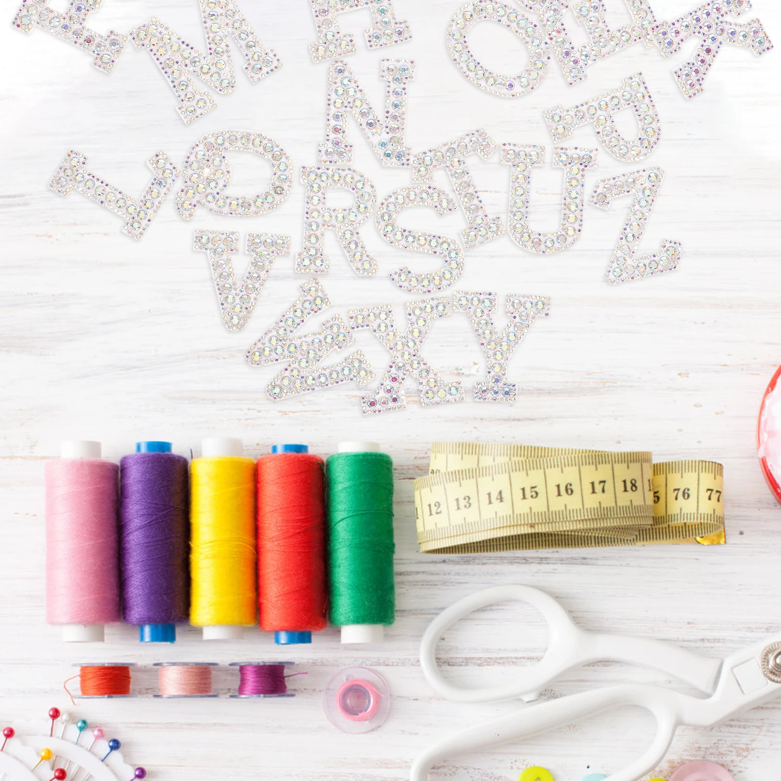 

26 Pcs Rhinestone Letter Stickers Hot Diamond Glitter Letters for Fabric Patches Self Adhesive Iron On Alphabet Embroidery