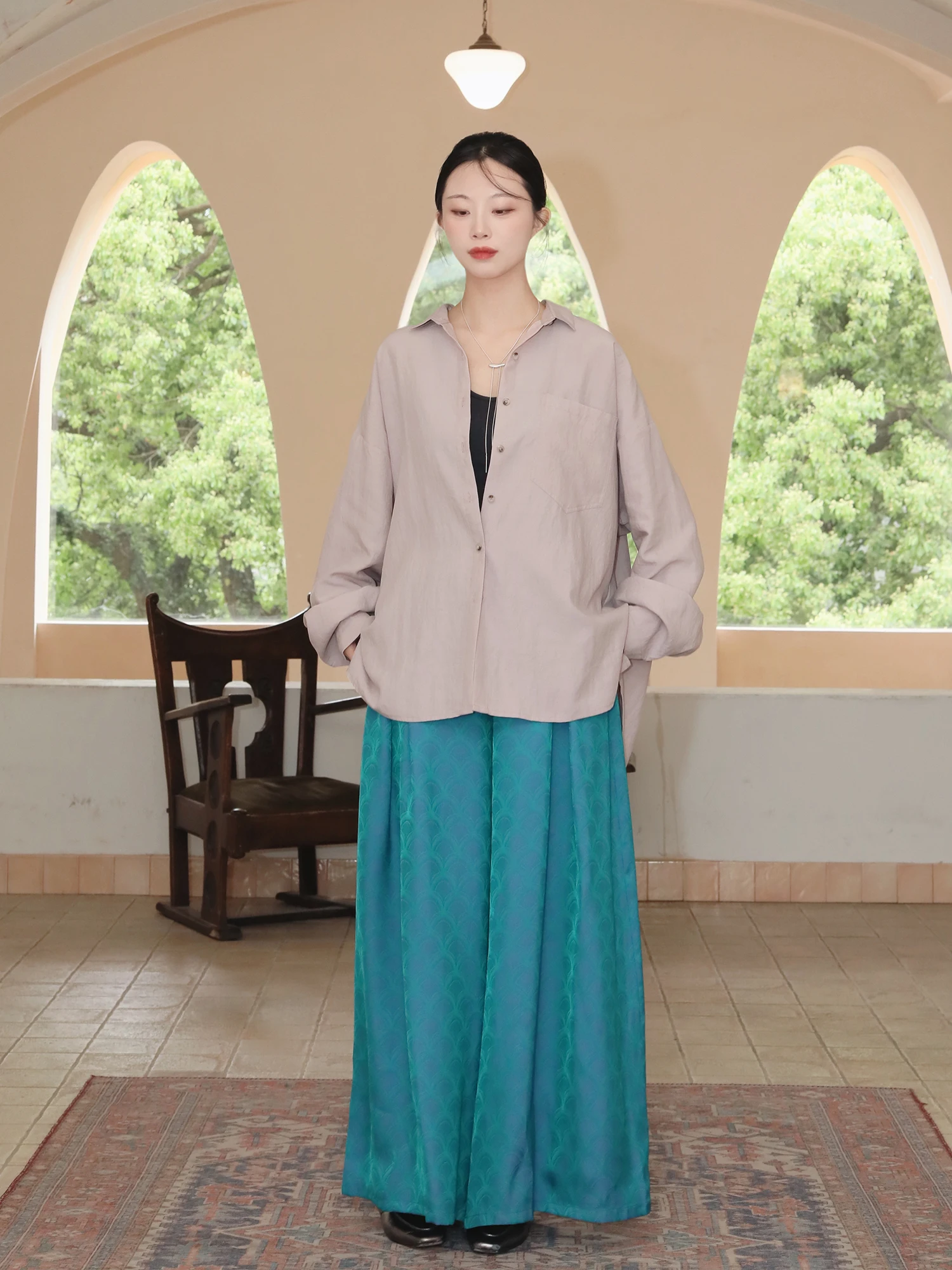 

Широкие брюки Ханьфу из шелка Цинюй, повседневные, для весны и осени, женские, для вегетарианок, для работы, летние, подходят для поездок на работу