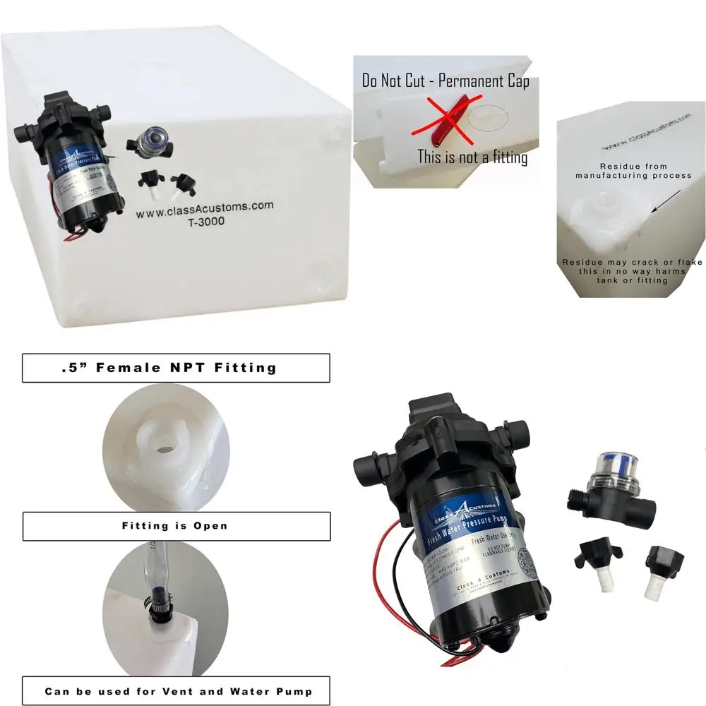 Zoll der Klasse A |   30-Gallonen-Frischwassertank für Wohnmobile mit 12-Volt-Wasserpumpe |   T-3000-PUMPE