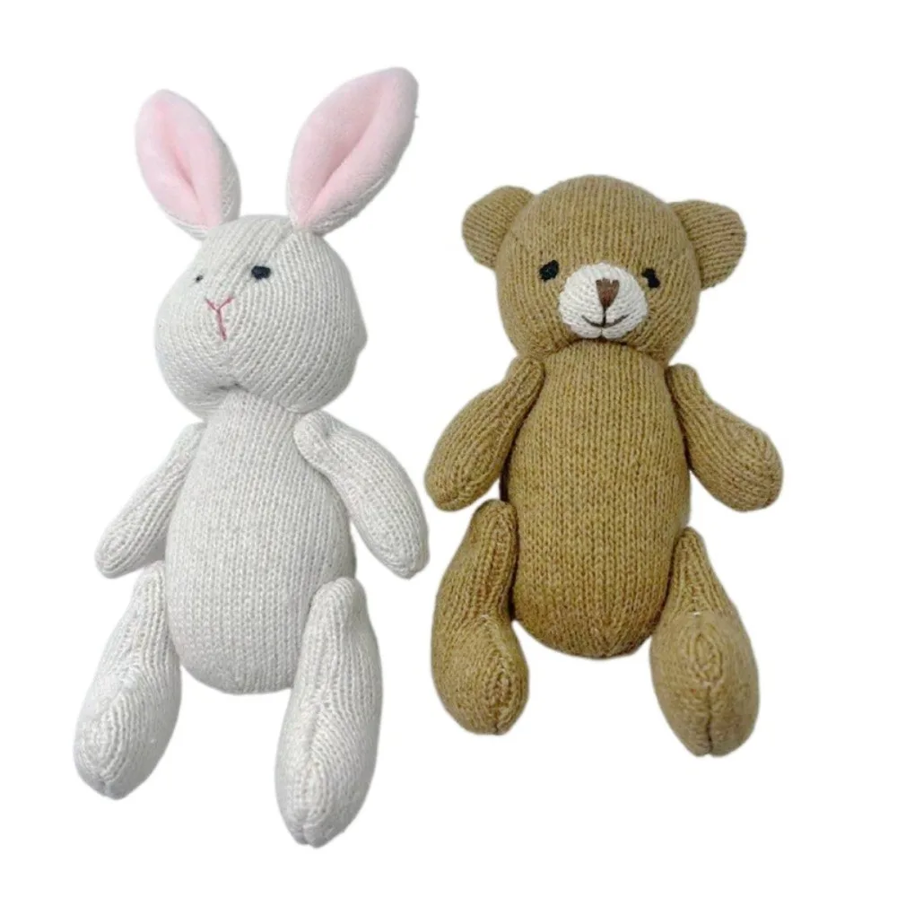 Knitting Clothing Waldorf Doll Rabbit Bear Native Cartoon Plush Stuffed Doll Soft Kawaii Handmade Doll Toy Preschool Education