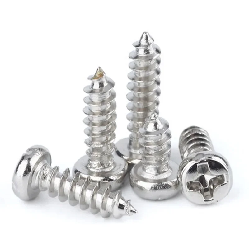 50pcs M1.5 Round head Cross screw Pan heads Phillips bolt self tapping screws Nickel plating 3mm-8mm Length