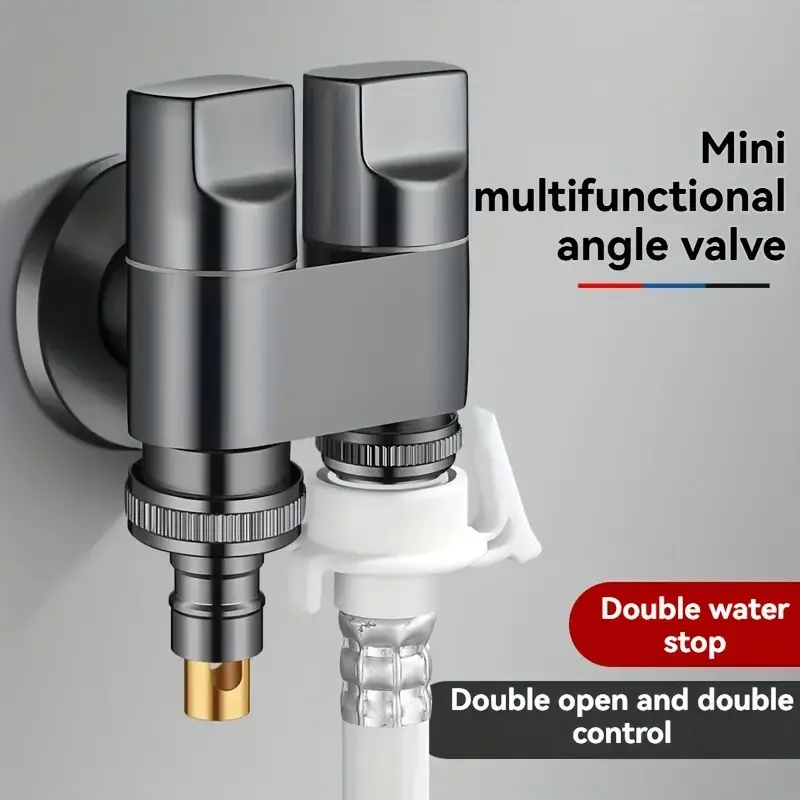 Robinet à double sortie en acier inoxydable, conception de volant antidérapant, chasse d'eau multifonction, tuyau de salle de bain 2,54 cm et 2 sorties