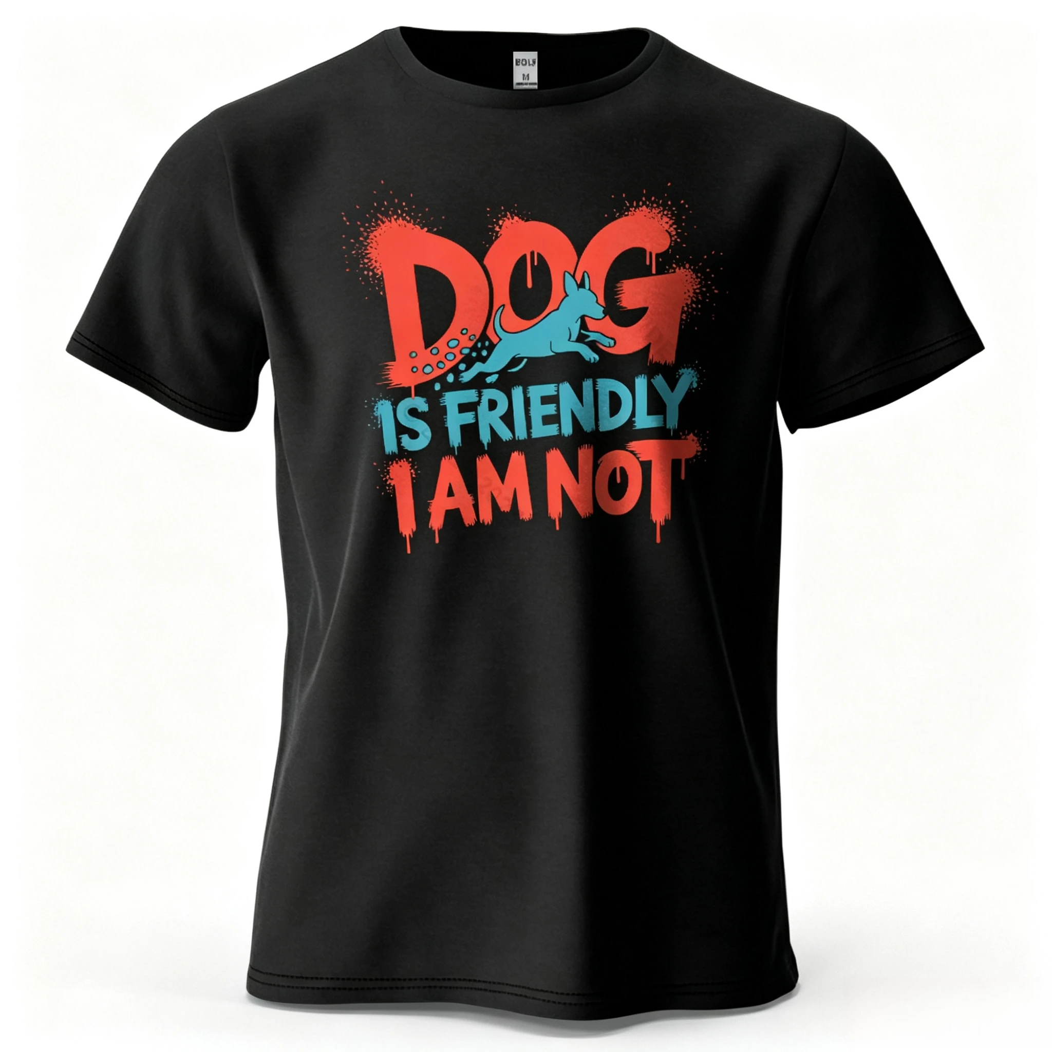 Men's Dog Is Friendly I Am Not Graphic Short Sleeve T-Shirt Printed Tops Tee for Women Summer Casual Sportswear
