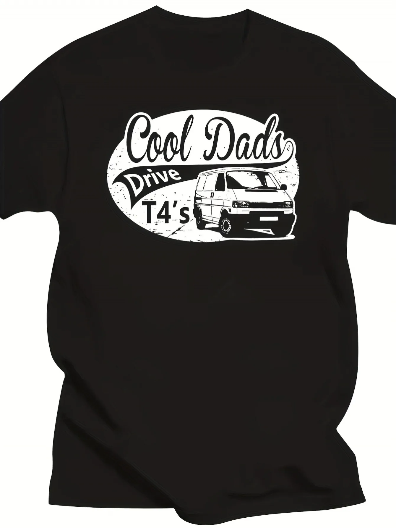 Men's Vintage Transporter T4 Graphic T-Shirt Cool for Dads Drive T4's  Van Design, Soft Crew Neck Loose Fit Tee for Truck Drivers T4 Fans, All-Season Casual Streetwear Gift for Dad(BirthdayRetirement)- BlackWhite Automotive Apparel